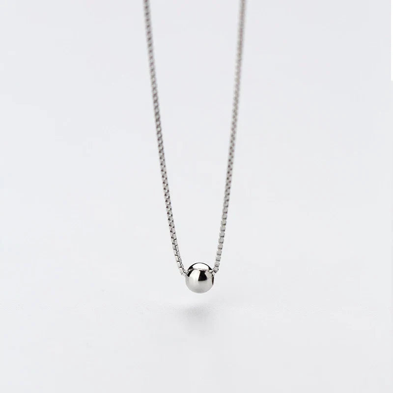 Trendy Tiny Simple Bead Necklace Pendant New Sale 100% 925 Sterling Silver Round Jewelry For Women & Girls Party Gift