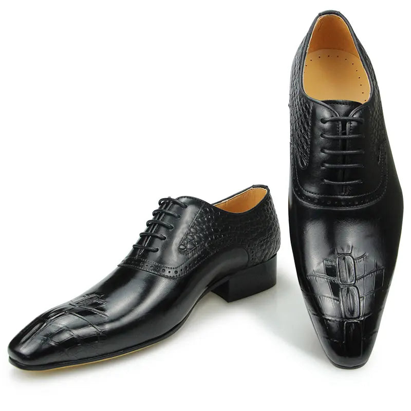 Italy Men's Shoes Prince Classic Modern Formal Oxford Wingtip Lace Up Dress Shoes Handmade Black Genuine Leather Shoes