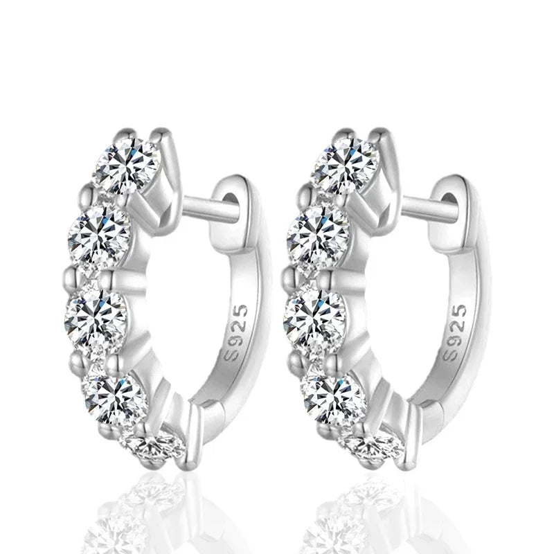 3mm D Color Moissanite Earrings 925 Sterling Silver Plated White Gold Hoop Earring for Women Wedding Party Fine Jewelry