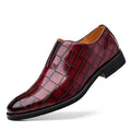 Mens Classic Temperament Brown Crocodile Embossed Leather Loafers Slip On Formal Dress Shoes For Business Office And Casual Wear