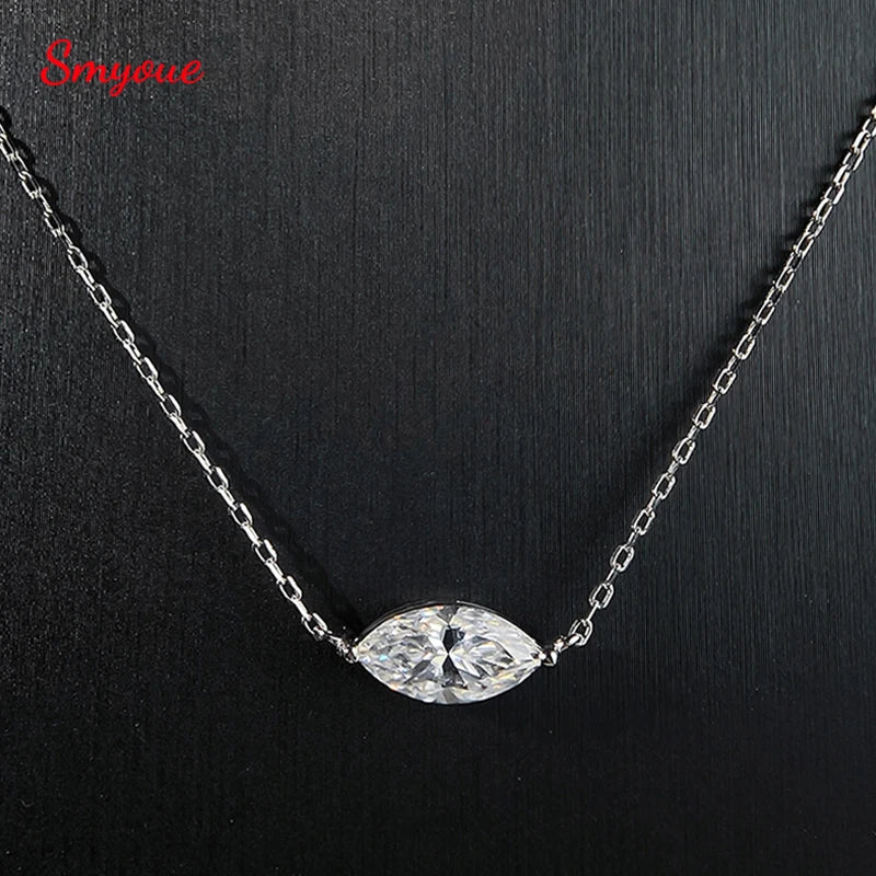 Marquise Cut 1-3CT Zircon or Moissanite Necklace for Women Gemstone Lab Diamond Pendant 925 Sterling Silver Plated 14K