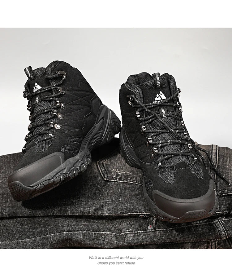 Winter Boot Men Outdoor Hiking Boots Suede High Top Leather Outdoor Trekking Sneakers Mens Mountain Tactical Boots