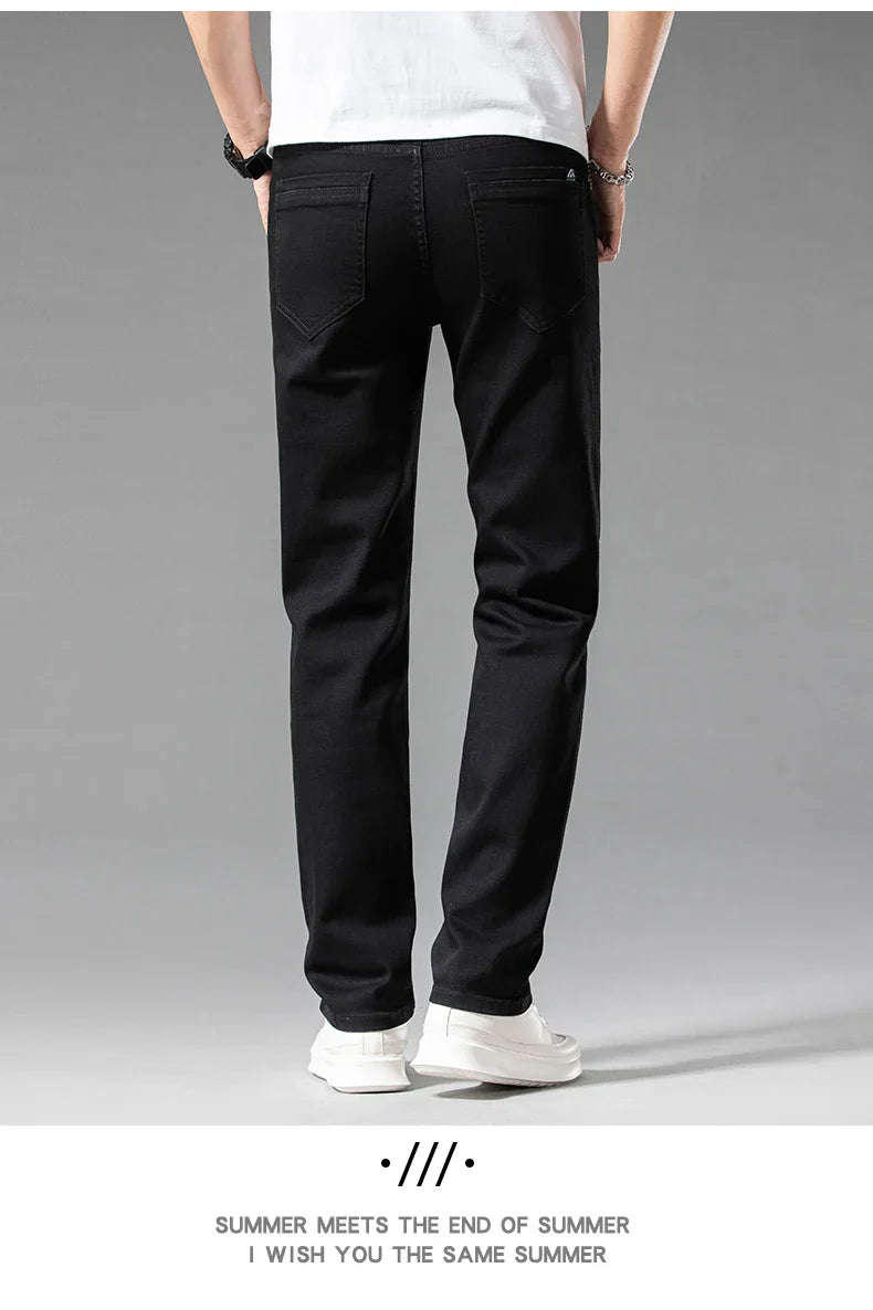 2026 Men White Jeans Fashion Casual Classic Style Slim Fit Soft Trousers Male Brand Advanced Stretch Pants
