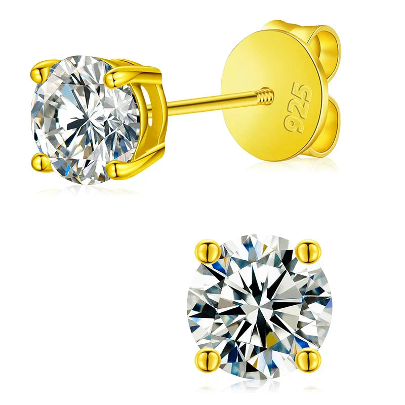 D Color Moissanite Stud Earrings For Women Top Quality 100% 925 Sterling Silver Sparkling Wedding Jewelry Shining Ear Accessory
