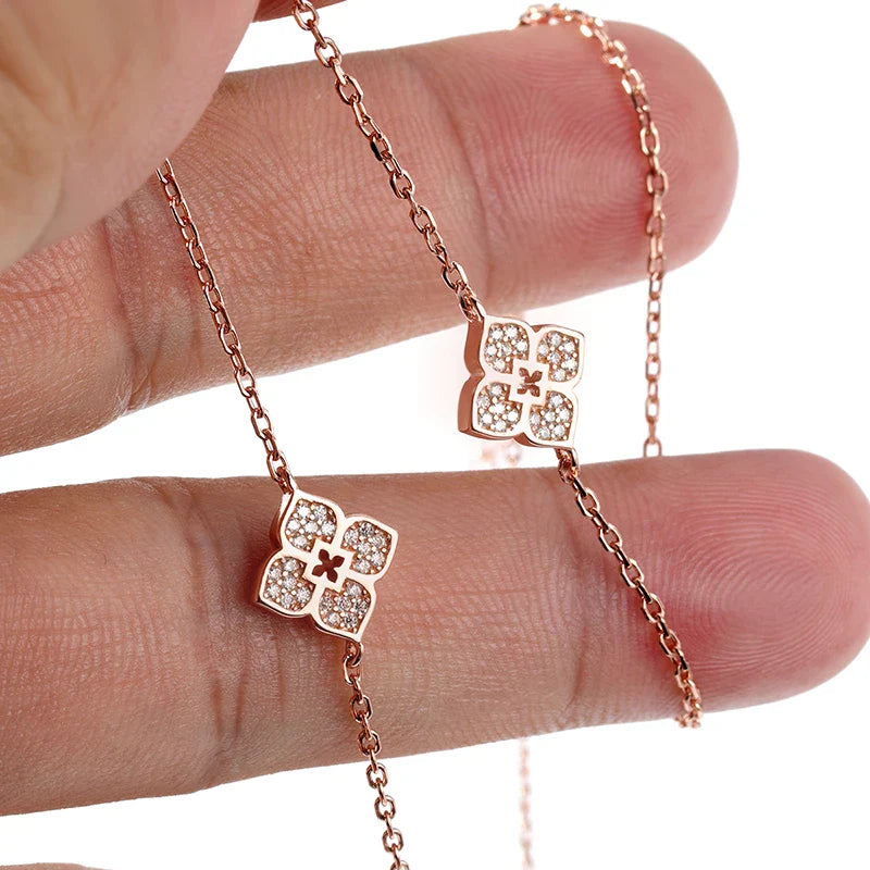 18k Plated Flower Moissanite Choker Necklace for Women Girls Neck Chain Sparkling 925 Sterling Silver Jewelry Pendant