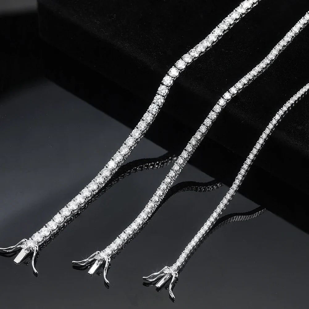 Classic Moissanite Diamond Tennis Necklace for Women 2/3/4mm 925 Silver Original GRA Certified Clavicle Chain MON01
