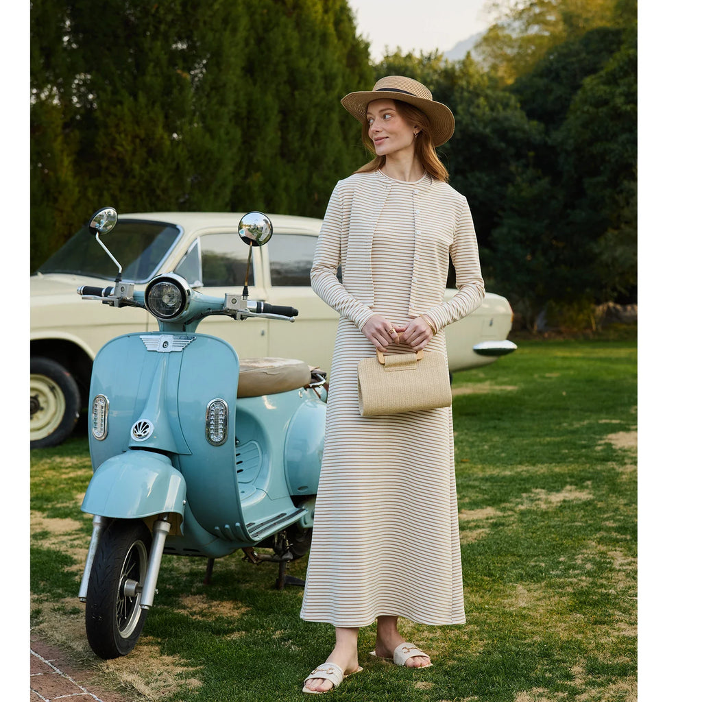 SS2026 Women's Dress Striped Cardigan and Dress Soft Three Color Options Fashionable Women's Outfit