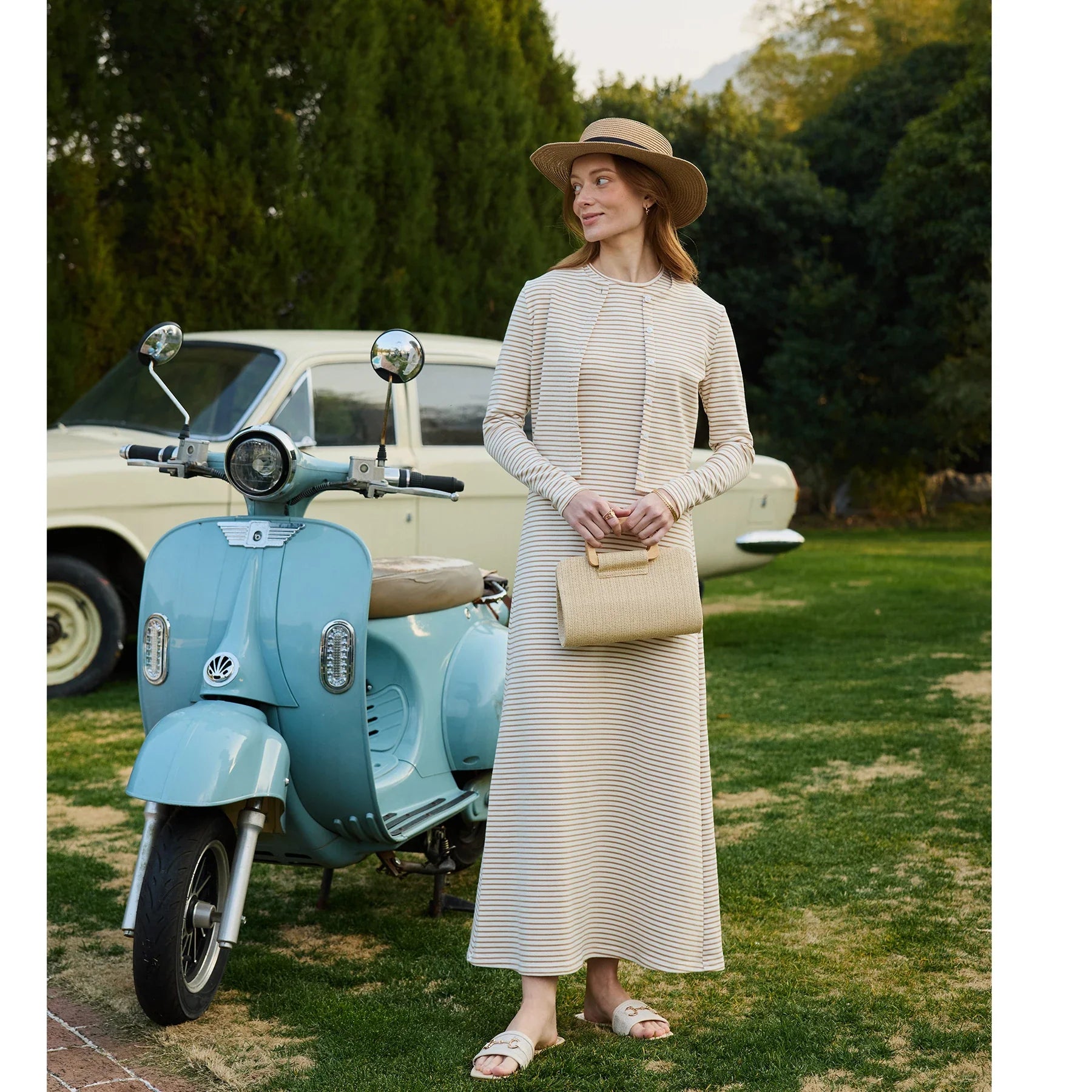 SS2026 Women's Dress Striped Cardigan and Dress Soft Three Color Options Fashionable Women's Outfit