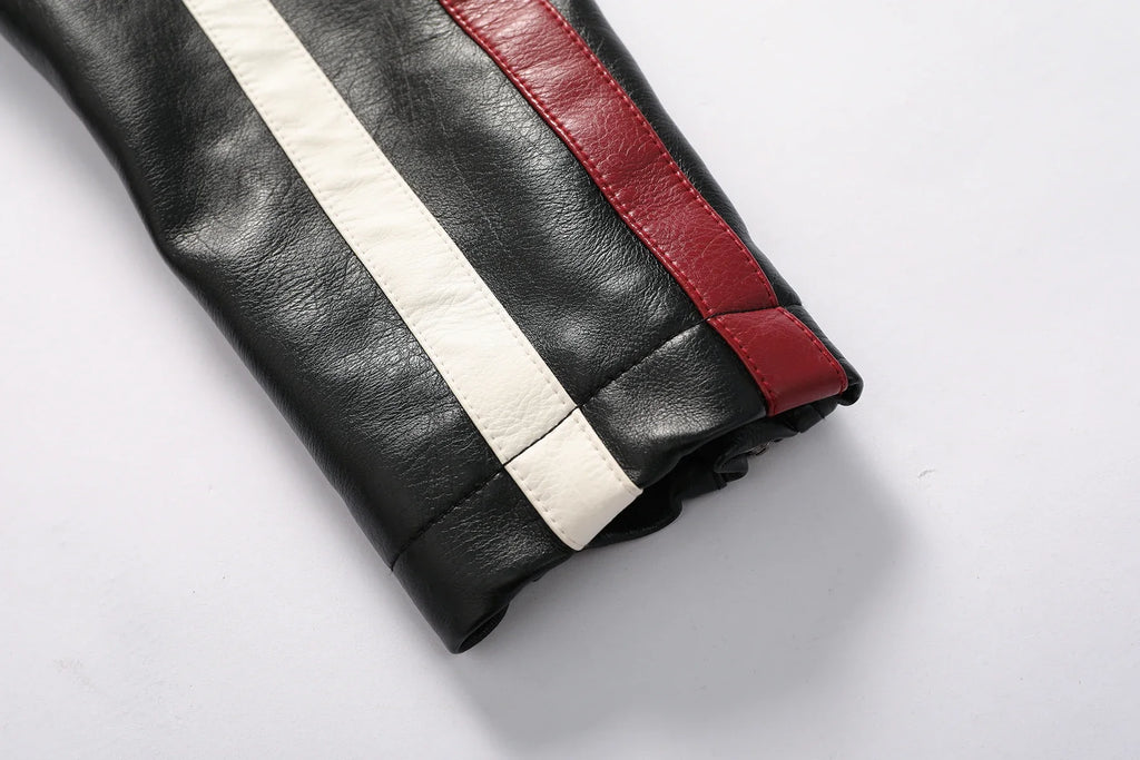 Men's Motorcycle Racing Suit PU Leather Label Color Jacket