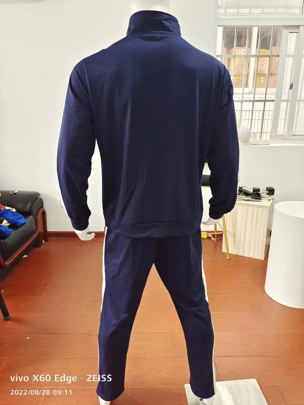 2025 Spring Autumn Men's 2-Piece Set Color Blocking Zipper Stand Collar Casual Sports Jacket Sweatshirt Trousers Suit