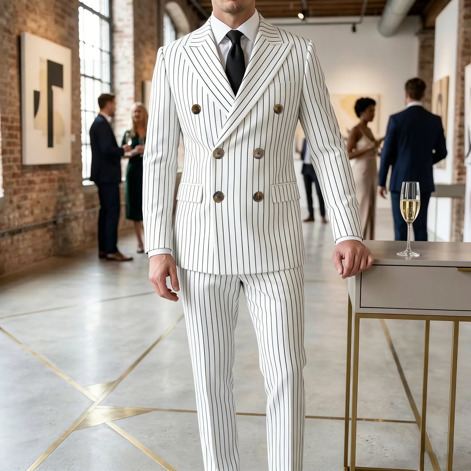High-quality European and American Men's Clothing, Formal Suits with Stripes, Trousers for Business, Formal Dinners, Weddings