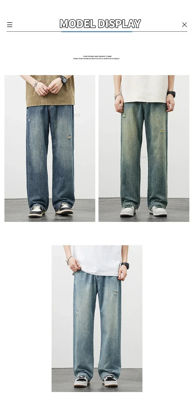 Korea Baggy Cargo Jeans Men Vintage Straight Ripped Y2k Pants Fashion Frayed High Street Distressed Denim Trousers Male Clothes