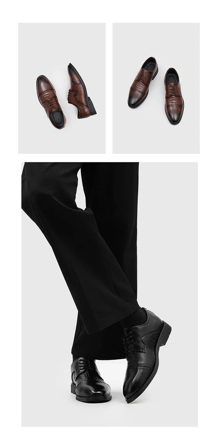 New Lace Designer Elegant Shoes Man Spring Autumn Business Casual Leather Shoe Male Fashion Solid Color Wedding Dress Shoes Man