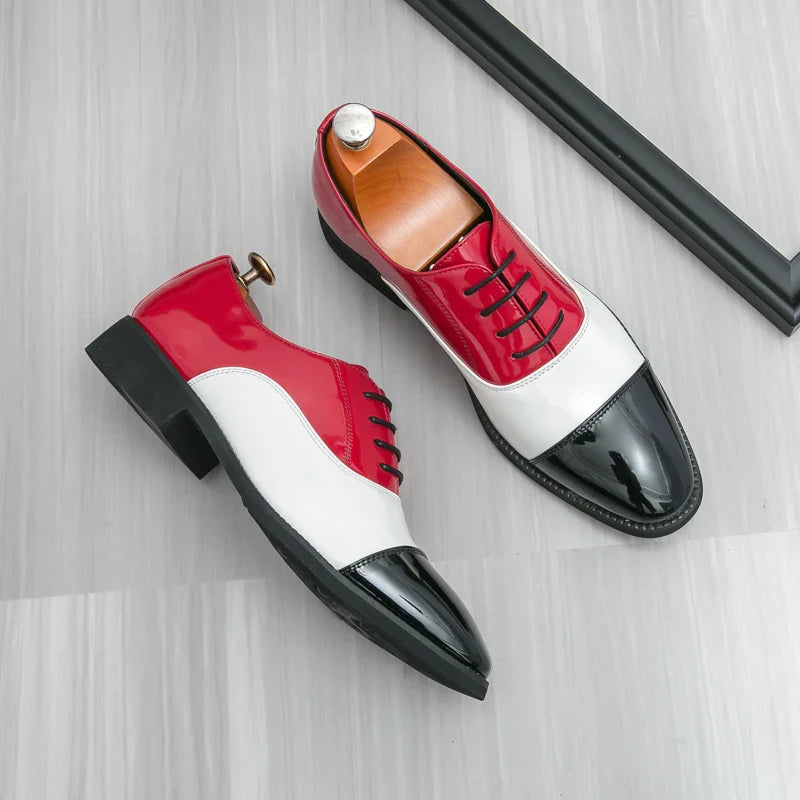 High Quality Blue Leather Dress Shoes Man Pointed Toe Elegant Men's Wedding Shoes Flat Low Cut Party Shoes For Man Formal Shoes