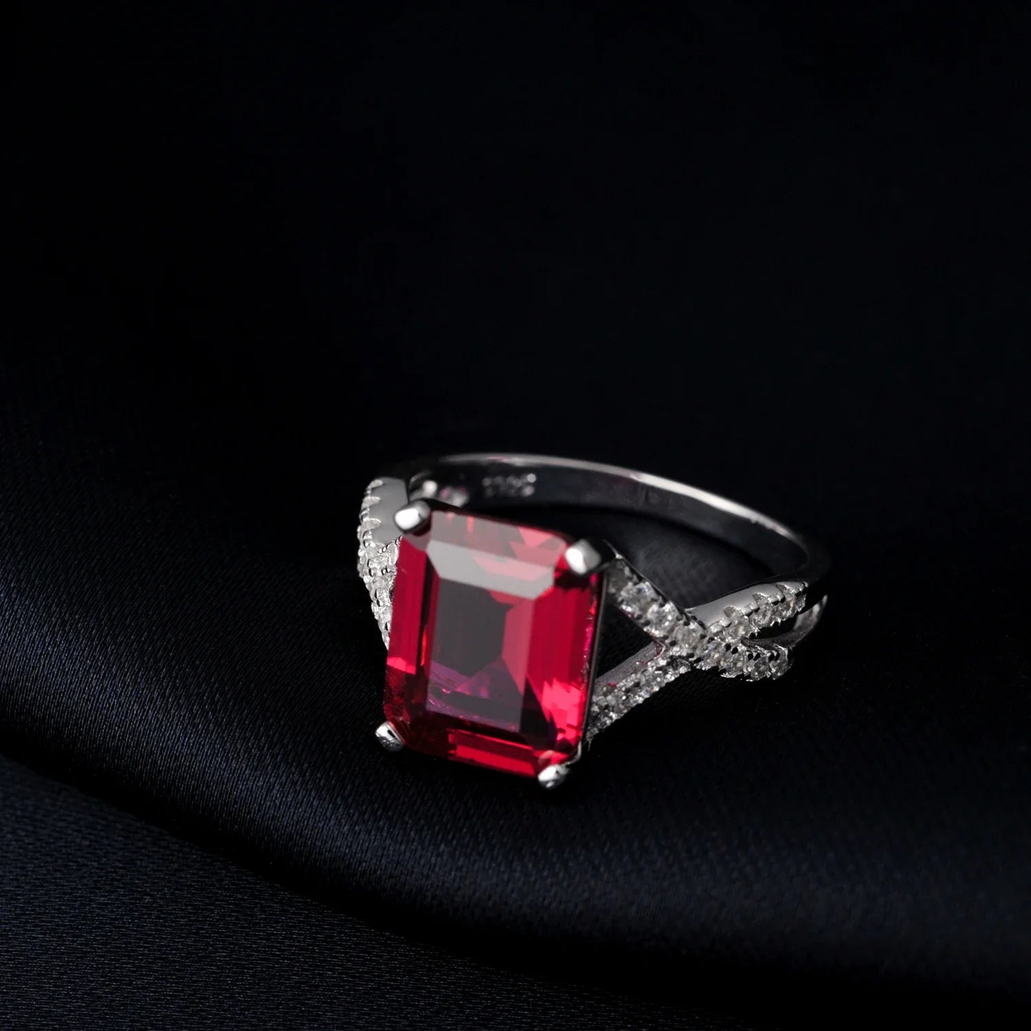 4.16ct Created Red Ruby 925 Sterling Silver Wedding Engagement Promise Ring for Women Fashion Party Jewelry Gift