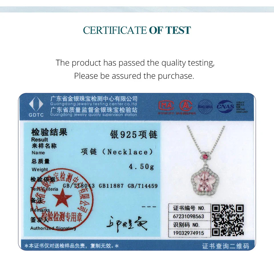 925 Sterling Silver Pink Flower Pendant Necklace Little Star Neck Chain Pave Setting CZ for Women Valentine's Day Gift