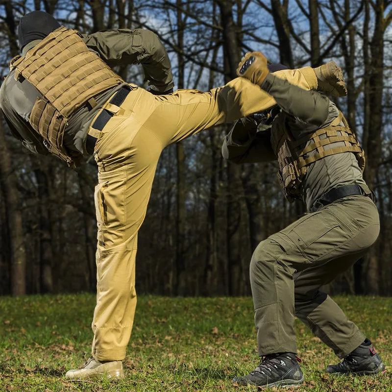 Men Tactical Casual Pants Multi-pocket Waterproof Tactical Cargo Trousers Wear-resistant Outdoor Hiking Workwear Trouser Male