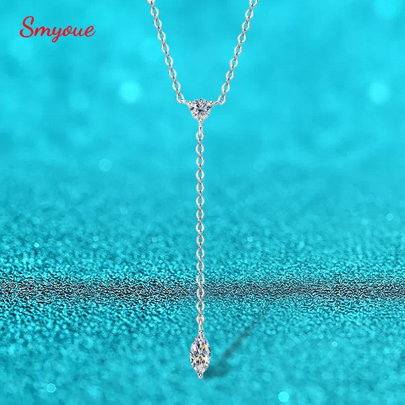 0.4cttw Marquise/round Cut Moissanite Necklace for Women D Color Luxury Pendant 925 Sterling Silver Jewelry Wholesale