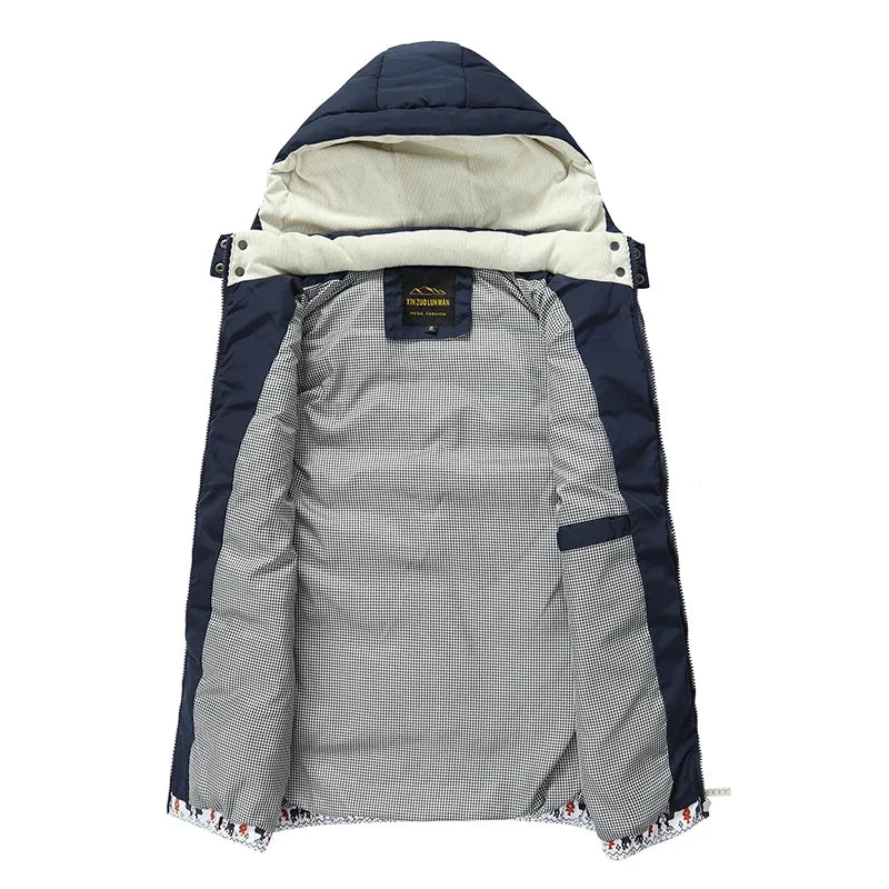 5XL Men Winter Vests Hat Detachable Down Vest Casual Waistcoat Sleeveless Jackets Male Hooded Vest Outwear Warm Coats Windproof