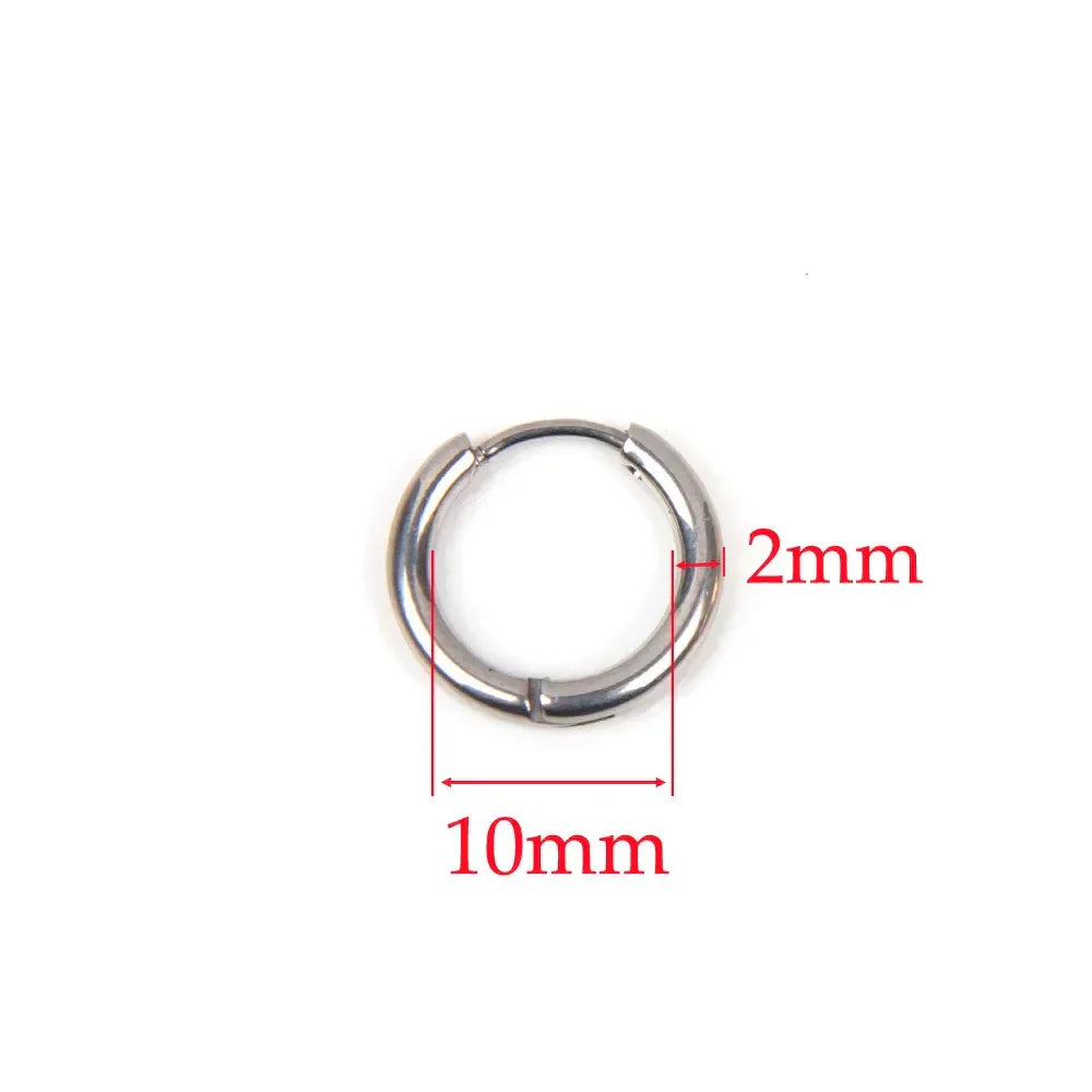 10pcs 316L Stainless Steel Hoop Earrings Women Men Punk Hiphop Circular Ear Buckle Ring Jewelry Gold Color Accessories Wholesale