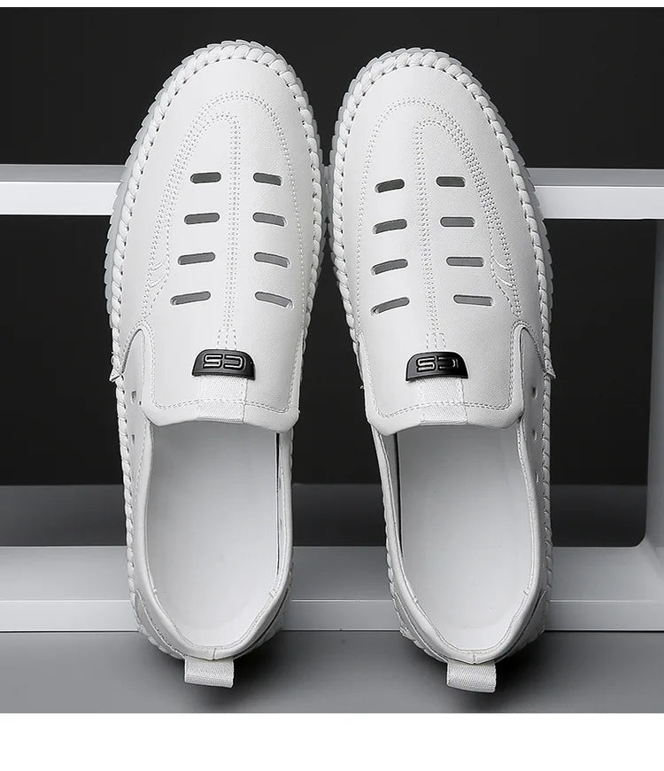 Solid Color Business Casual Shoes for Men Breathable Hallow Leather Sandals Male New Designer Fashion Summer Shoes Man