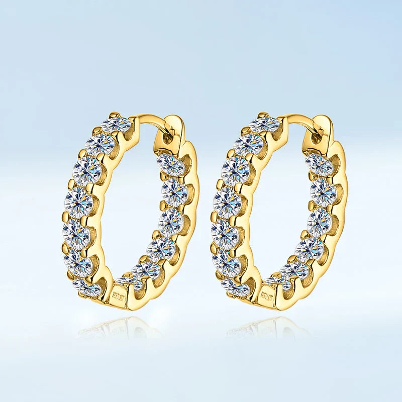 Luxury Moissanite Hoop Earrings 2.6 Carat D Color S925 Sterling Silver Earring For Women Party Fine Jewelry Christmas Gift