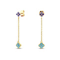S925 Sterling Silver Petals Stud Earring Microinlaid Colorful Cubic Zirconia Chain Tassel Earrings For Women Dangle Earring
