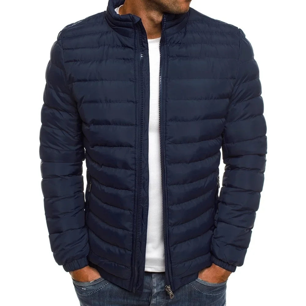 2025 Winter New Thick Men Warm Casual Men's Outwear Coats Solid Stand Collar Male Windbreak Cotton Padded Down Jacket