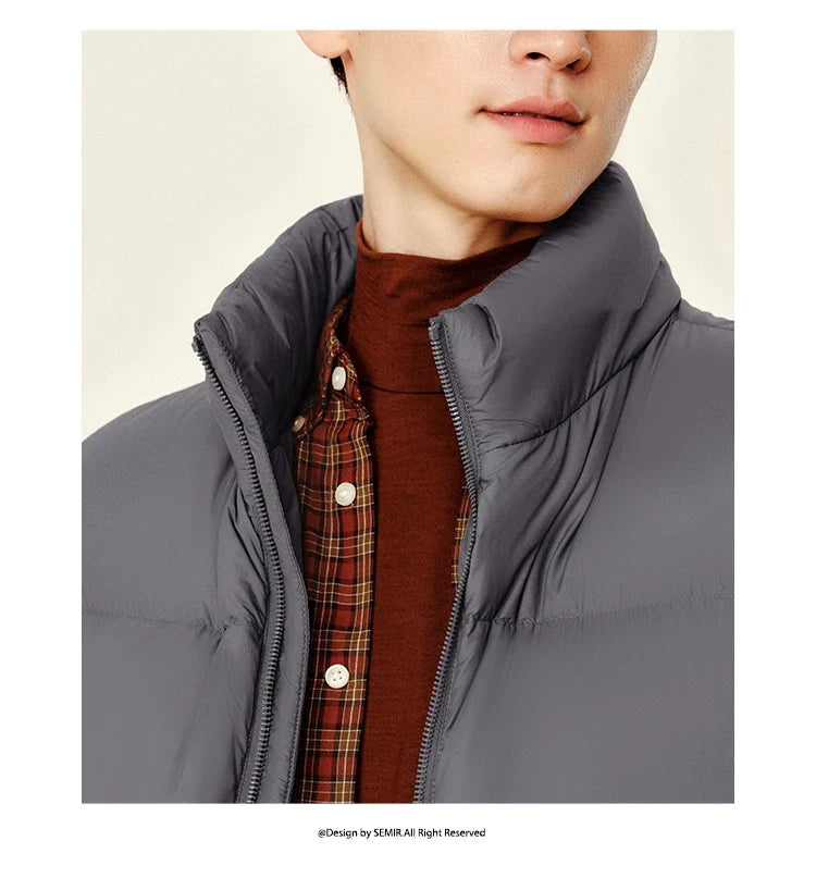 Down Vest Men 2024 Winter New Thermal Three-Proof Coat Solid Color Puffer Vest Versatile Vest