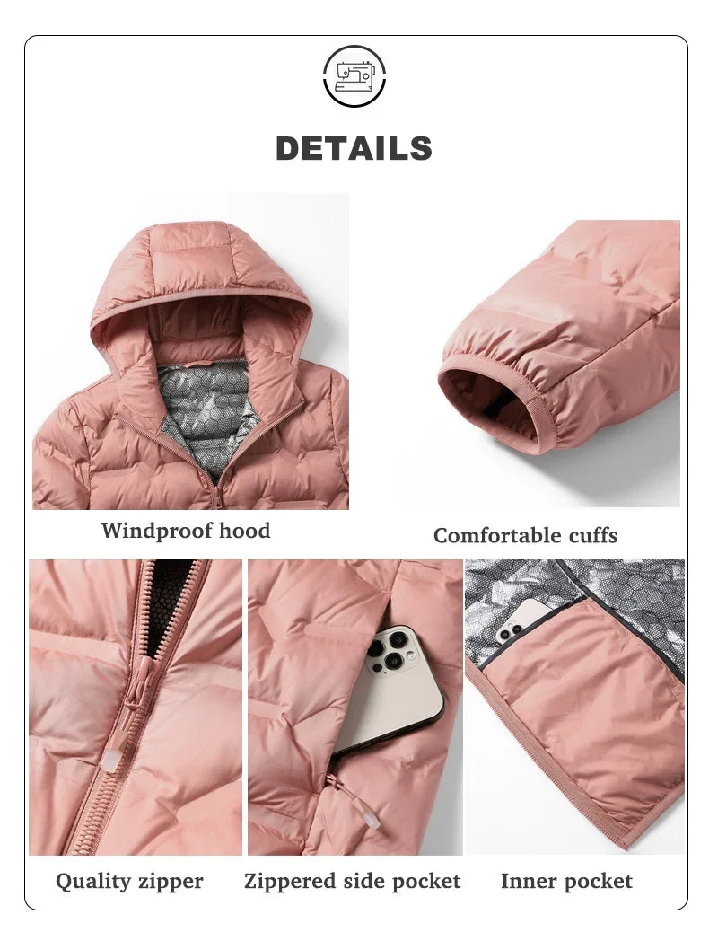 Winter Warm Down Jacket Women Hiking Camping Climbing Trekking Graphene Lining Coat Duck Down Lightweight Padding Jackets