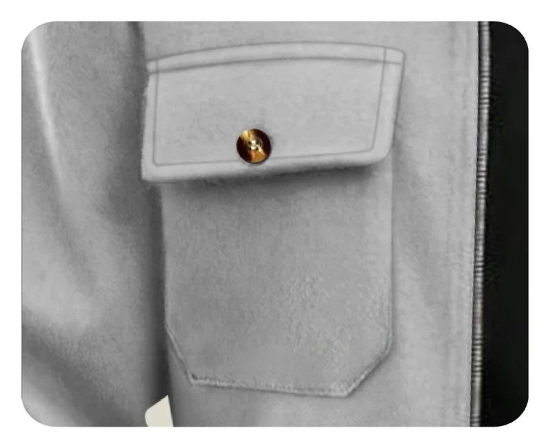 Men's Polyester Brushed Jacket, Lapel Button/Zipper Coat with Pocket, Comfortable Casual Autumn Winter Office Business Wear