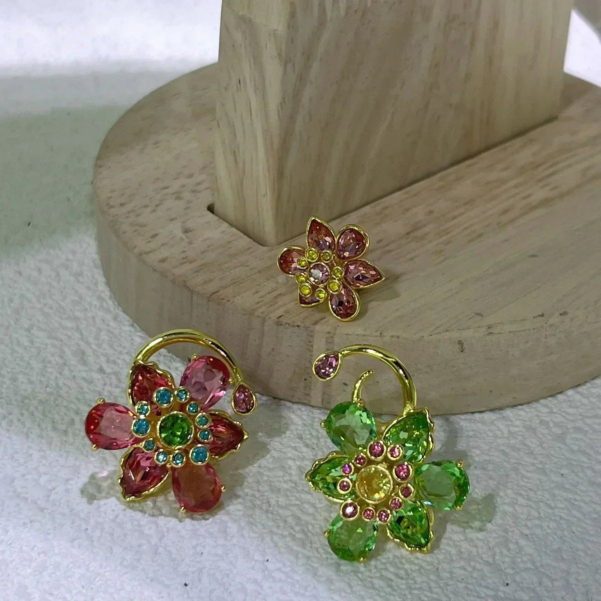 Original Jewelry Set New Color Flower Crystal Boutique Irregular Earring Exquisite Necklace Ring Bracelet Wedding Gift for Women