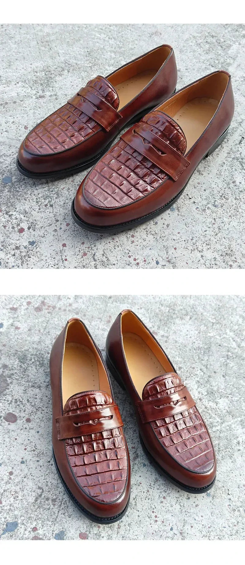 Men Loafers Slip-On Shoes Genuine Crocodile Print Leather Handmade Business Casual Driving Footwear Comfortable Loafers for Men