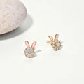S925 Sterling Silver Moissanite Diamond Earrings Enamel Design Rabbit Shape For Women Girls Birthday Gifts Fine Jewelry