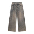 IEFB 2024 Spring Men's Baggy Jeans Worn Out Loose Wide Leg Denim Pants Chic Distressed Streetwear Vintage Male Trousers 9C2019