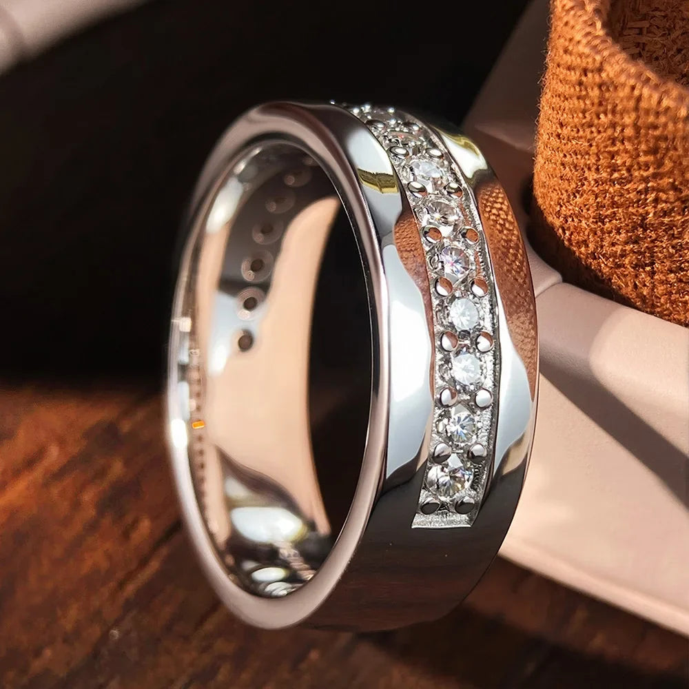 2mm Round Moissanite Eternity Band Ring GRA Certified Lab Moissanite s925 Sterling Silver Wedding Rings for Women Man