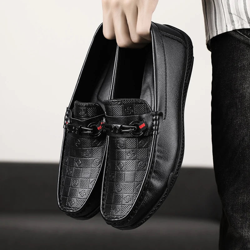Men leather slip-on casual loafers formal moccasins soft Italian driving shoes