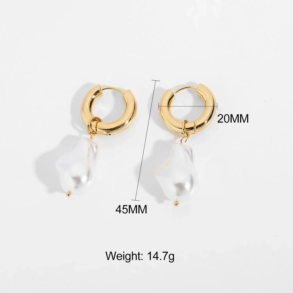 European Retro High-end Asymmetrical Pearl Earrings for Women Titanium Steel Earrings Long Earrings Sassy Earrings Non-fading