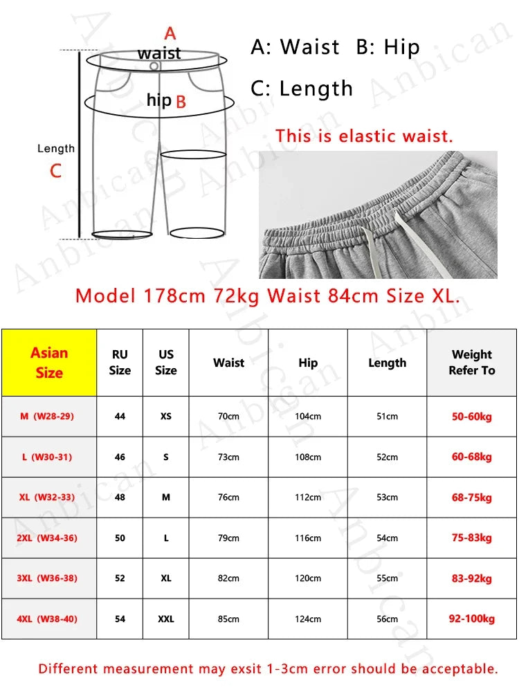 Summer Men's Knit Casual Shorts Cotton-Blend Cool Comfort Sport Shorts Relaxed-Fit Gym Shorts Asian Size M-4XL