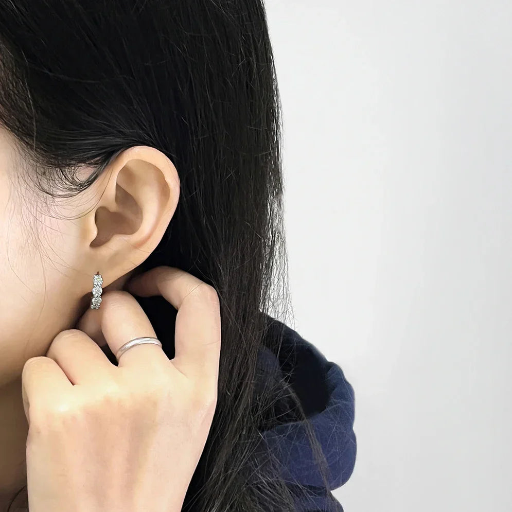 100% 925 Sterling Silver each 0.2ct 3.5mm Moissanite Hoop Earrings For Women Sparkling Wedding Party Fine Jewelry Gift