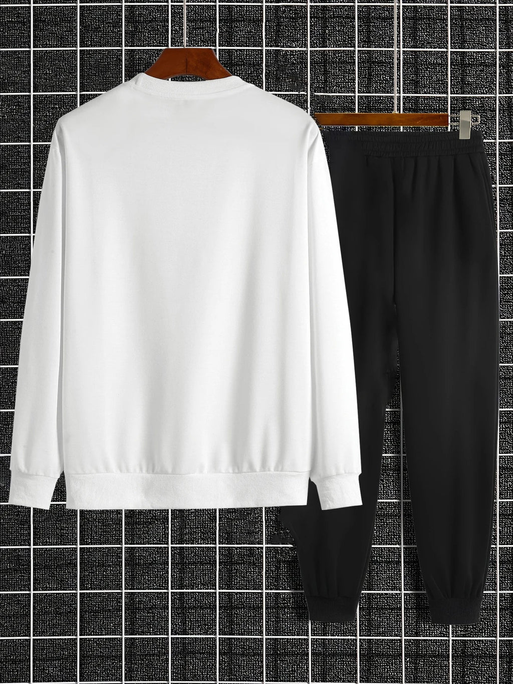 Men's Autumn and Winter Set With Future Print Casual Long Sleeve Pants Two-pieces Suit Comfortable Sportswear Suit Crew Neck