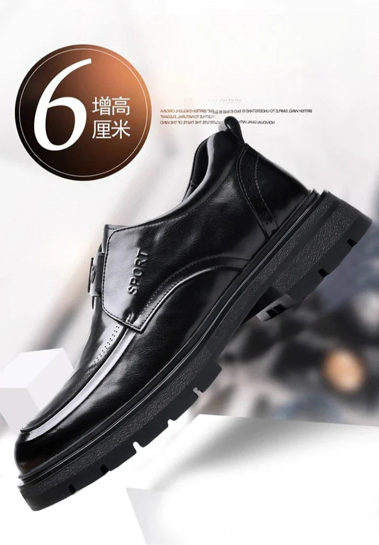 Spring Autumn New Increase Leather Shoes for Men Black Business Casual Platform Shoes Male Fashion High Quality Dress Shoe Man