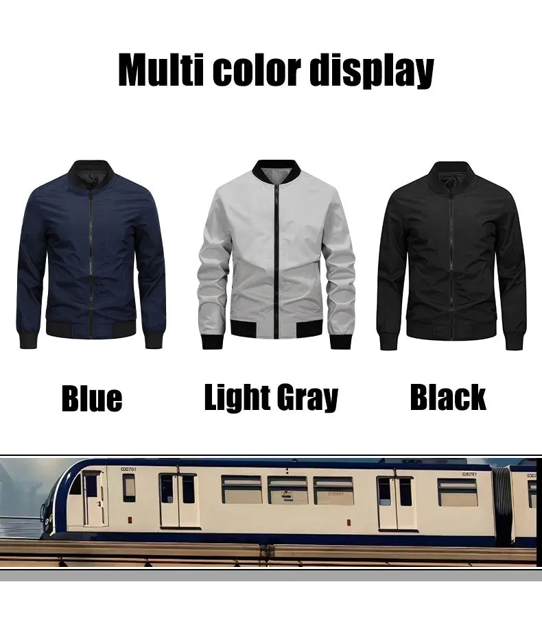 Spring Autumn Men's Casual Jackets Fashion Baseball Coat Light Soft Flying Jackets Men Business Men's Standing Collar Jacket
