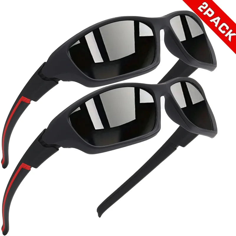 2PCS Colorful Sports Sunglasses - Wraparound Design, UV400 Unisex Comfort Fit for Cycling, Hiking & Outdoor