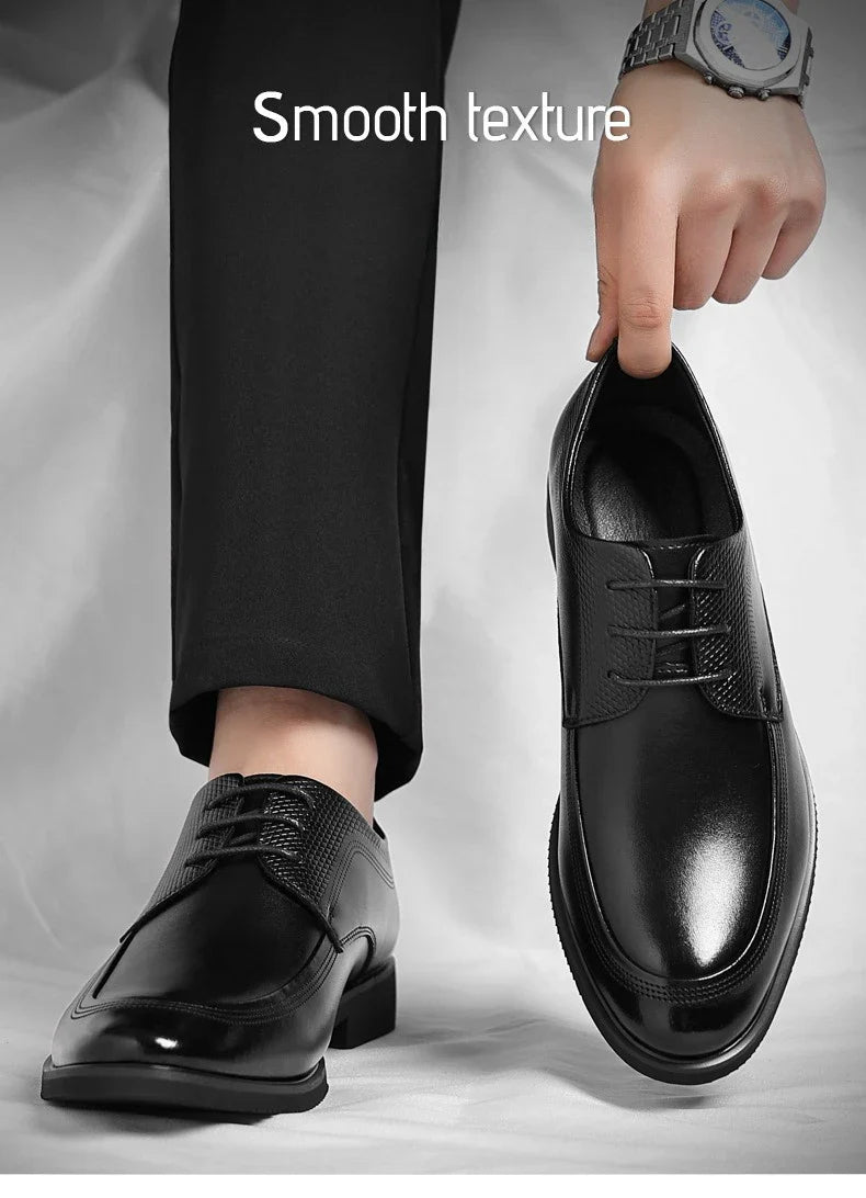Spring Summer Hallow Dress Shoes for Men Solid Color Fashion Business Casual Shoes Male British Lace Designer Leather Shoe Man