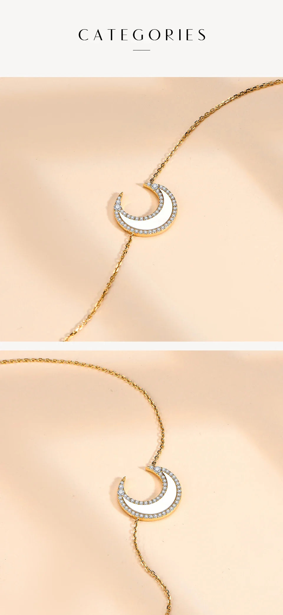 D Color VVS1 Luxury Moon Moissanite Necklace for Women Solid S925 Silver Yellow Gold Pendant Fine Jewelry Girls Party