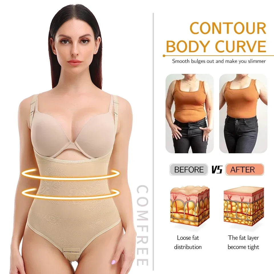 Women Shapewear Bodysuit New Tummy Control Shapewear Waist Trainer Thong Body Shaper Colombian Fajas Slimming Underwear