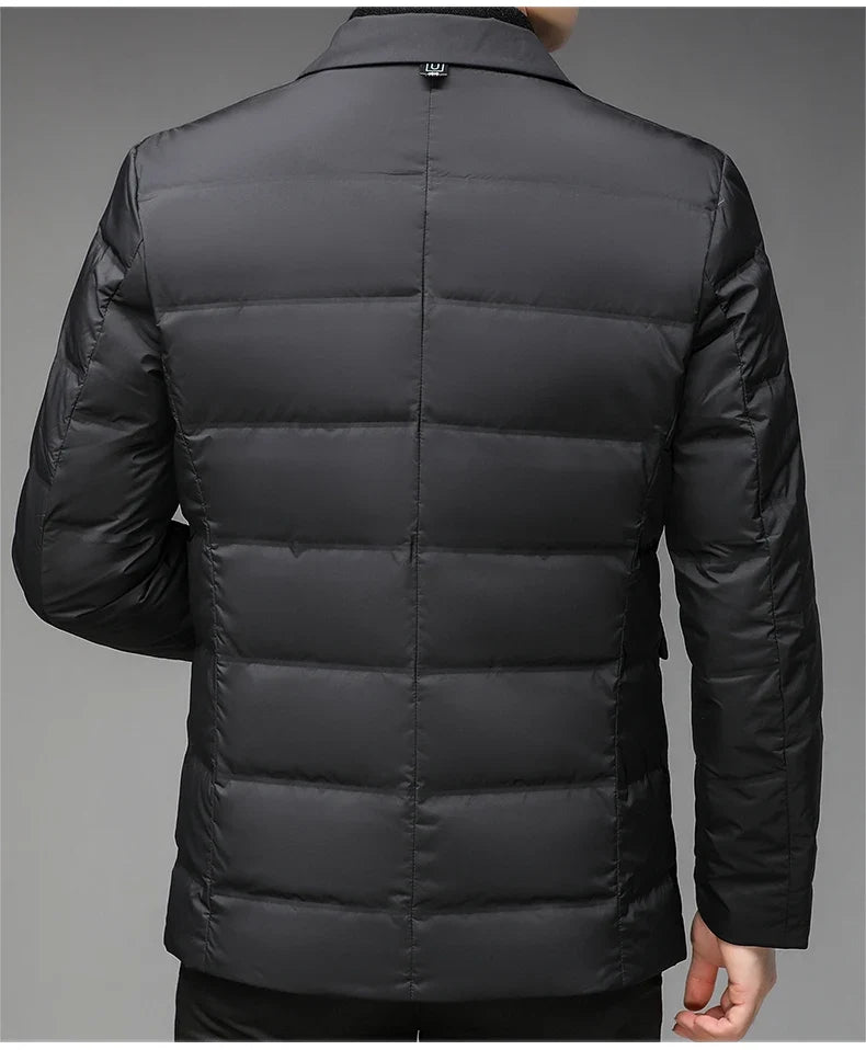 Men's Winter Fashion High-Quality down Jacket 90% White Duck down Warm Coat with Removable Scarf Suit Collar M-4XL Sizes