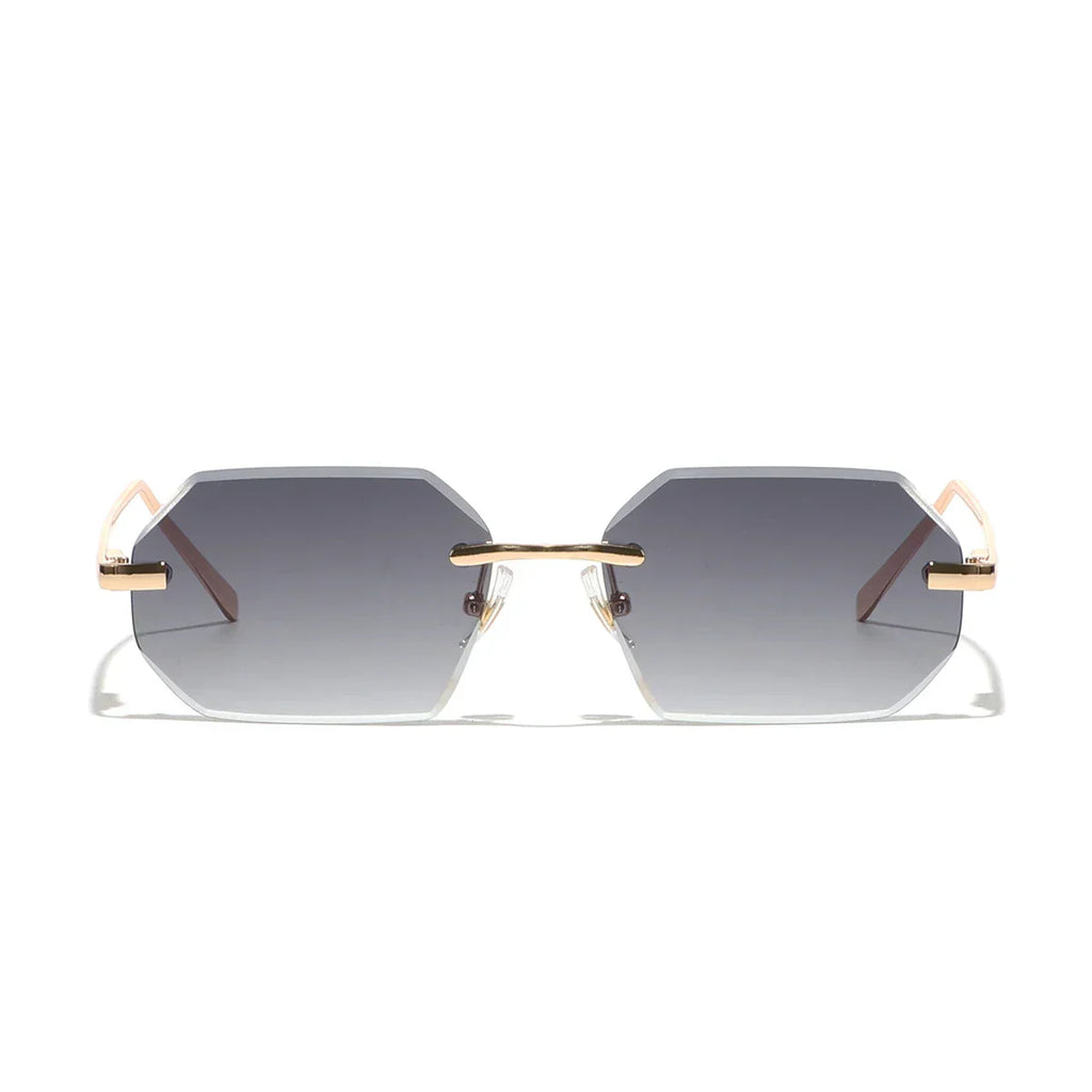 Sunglasses Men Brand Designer Fashion Rimless Sun Glasses Shades Diamond Cut Lens Ladies Frameless Metal Eye glasses