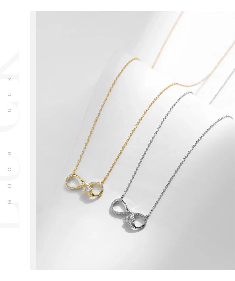 925 Sterling Silver Infinite Love Necklace Romantic Embrace Heart Pendant Link Chain For Women Anniversary Jewelry Gifts